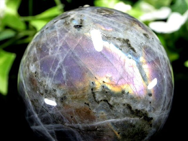 3A+ パープルシラー ラブラドライト 丸玉 直径 46.9mm 重さ 146g 月と太陽を象徴する石 一点もの マダガスカル産 パワーストーン 天然石
