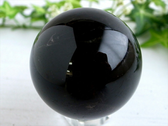 漆黒の丸玉 スターモリオン 黒水晶 丸玉 台座付き 重さ約258g 直径約