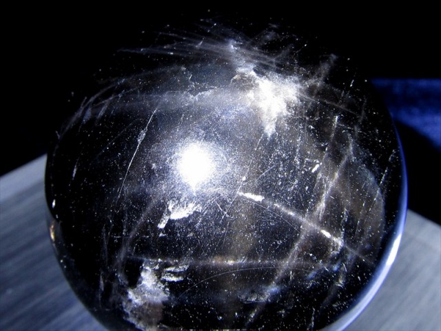 漆黒の丸玉 スターモリオン 黒水晶 丸玉 台座付き 重さ約258g 直径約