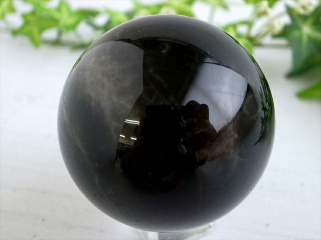漆黒の水晶 スターモリオン 黒水晶 丸玉 台座付き 直径 約58mm 重さ約296g 魔除け 厄除けの黒い水晶 激レア 一点もの チベット産 パワーストーン 天然石