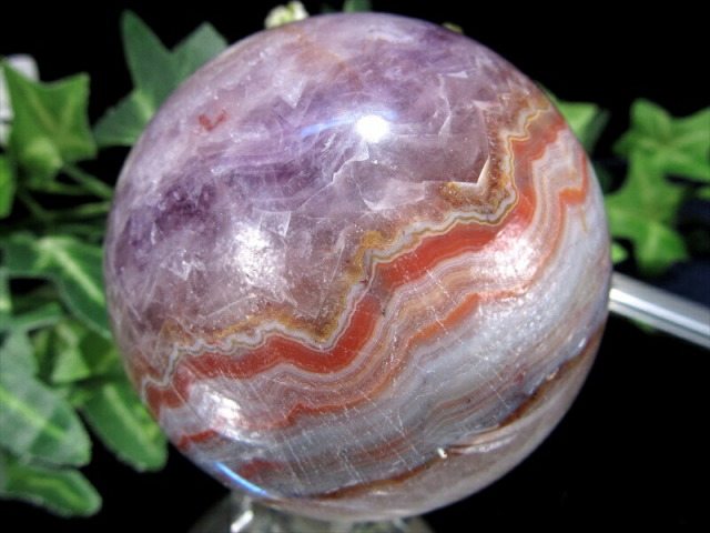 アメジストと瑪瑙共生 アメジスト・瑪瑙 丸玉 置物 台座付き 直径62mm 重さ352g 幸運や良縁を引き寄せる 癒しと愛情の石 1点物 ブラジル産 パワーストーン