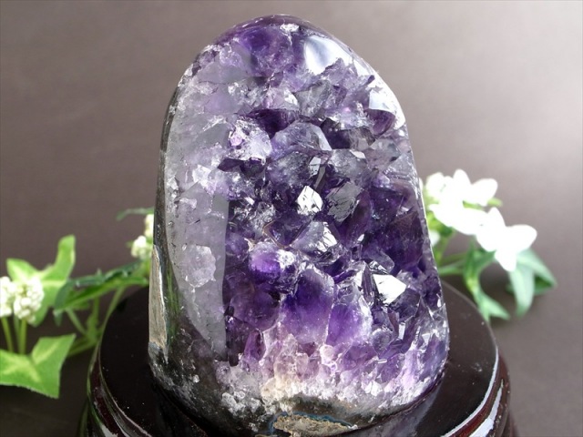 3A アメジスト クラスター 専用木製台座付 高さ116mm 重さ689g 極上 美結晶 愛の守護石 紫水晶 天然石 1点物 ブラジル産 パワーストーン 天然石