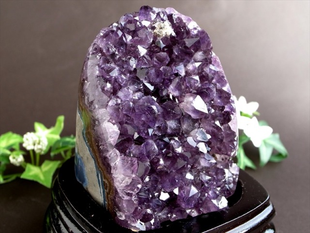 3A アメジスト クラスター 専用木製台座付 高さ126mm 重さ761g 極上 美結晶 愛の守護石 紫水晶 天然石 1点物 ブラジル産 パワーストーン 天然石