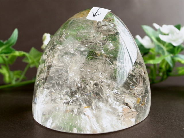 水入り&虹入り たっぷり水入り 磨き原石 重さ172g 古代の水を封入した