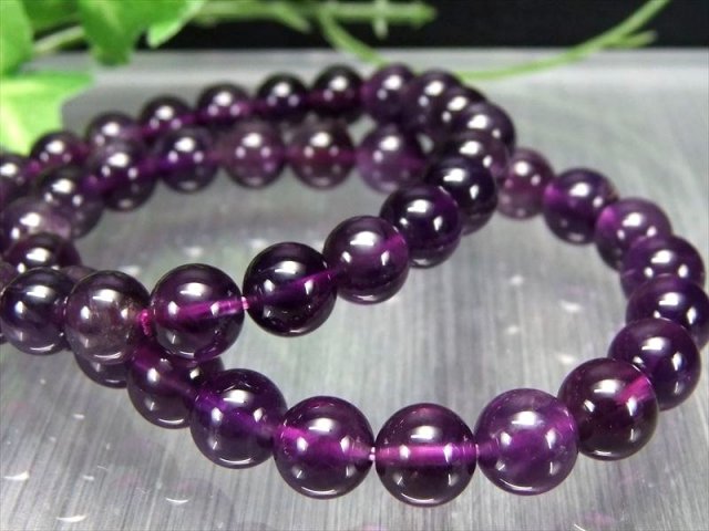 濃色パープル アメジスト ブレスレット 10mm×19珠前後 透明感あり 愛の