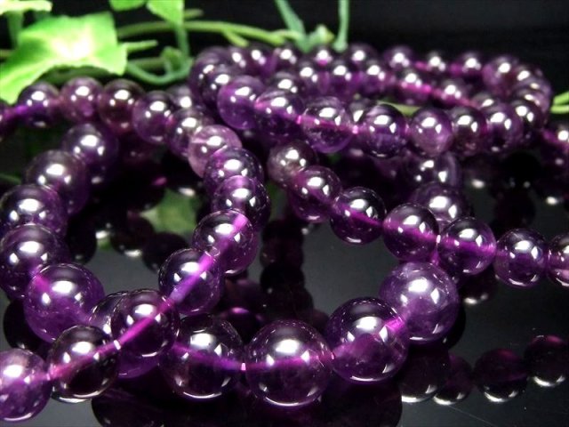 濃色パープル アメジスト ブレスレット 10mm×19珠前後 透明感あり 愛の