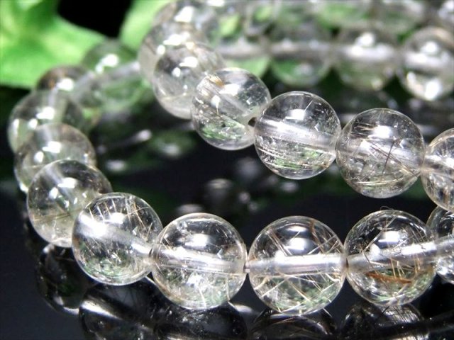 透明感抜群 シルバールチルクォーツ ブレスレット 9mm-9.5mm×21珠前後 繊細光沢 金運・ビジネス運の向上に 洗練された銀針の輝き ブラジル産 パワーストーン