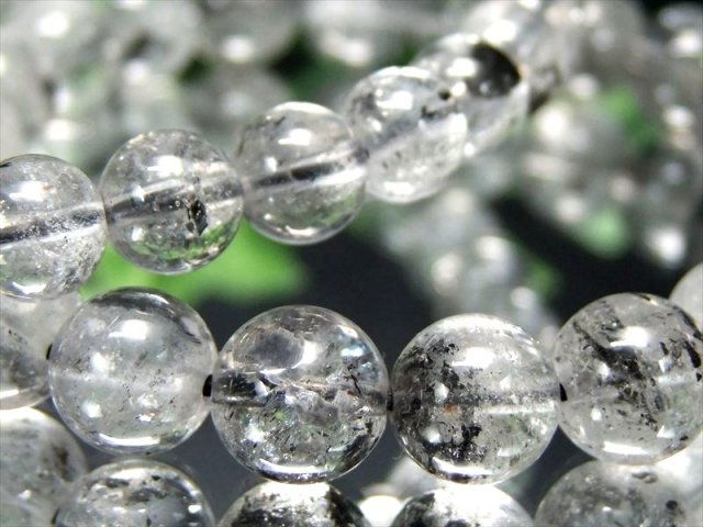 大特価 A+ 大珠 エレスチャルクォーツ 骸骨水晶 ブレスレット 約14mm-14.5mm×15珠前後 透明感抜群の水晶に映えるグラファイト 神秘的な存在感を放つ逸品