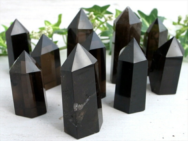 濃いめ スモーキークォーツ ポイント 1個売り 重さ約15g-25g レインボー 虹入りも 透明天然茶水晶 手ごろな小さめサイズ ブラジル産 パワーストーン 天然石