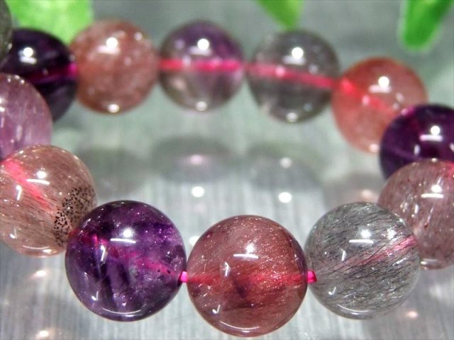 店頭展示中 バイヤー厳選 本気のスーパーセブン・金属光沢有り S級 スーパーセブン ブレスレット 10.5mm-11mm×19珠 7つ全部揃ってます ブラジル産