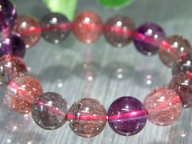 店頭展示中 バイヤー厳選 本気のスーパーセブン・金属光沢有り S級 スーパーセブン ブレスレット 7.5mm-8mm×25珠 7つ全部揃ってます ブラジル産 bl-s