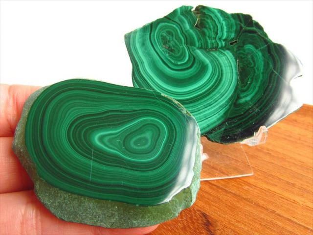 模様くっきり マラカイト プレート原石 1個売り 重さ約25g-35g 美麗