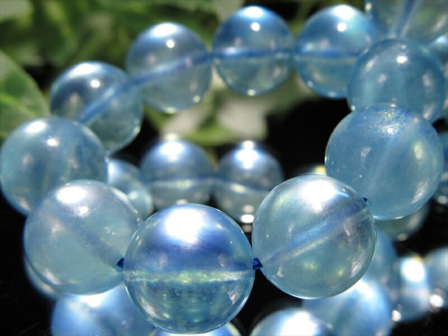 3A+ 潤いある透明感 アクアマリン ブレスレット 9.5mm-10mm×20珠 3月誕生石 海の守護石 美しい若さと幸せな喜びの象徴 月の女神『ディアナ』の石