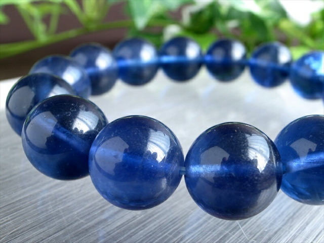 大珠 AAA+ ロイヤルブルーフローライト 蛍石 ブレスレット 19mm-19.5mm