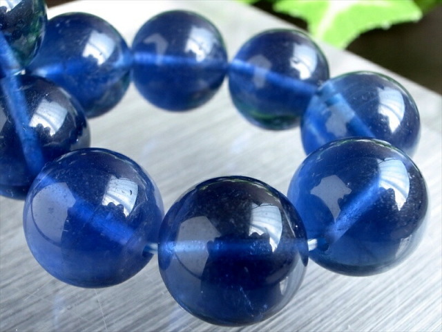 大珠 AAA+ ロイヤルブルーフローライト 蛍石 ブレスレット 19mm-19.5mm