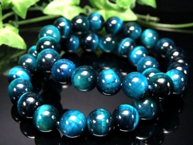 新色3A級 マリンブルー カラータイガーアイブレスレット 8mm-8.5mm×23