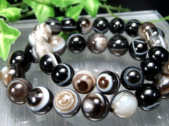 神秘の天眼模様 天眼メノウ アイアゲート ブレスレット 約10mm-10.5mm