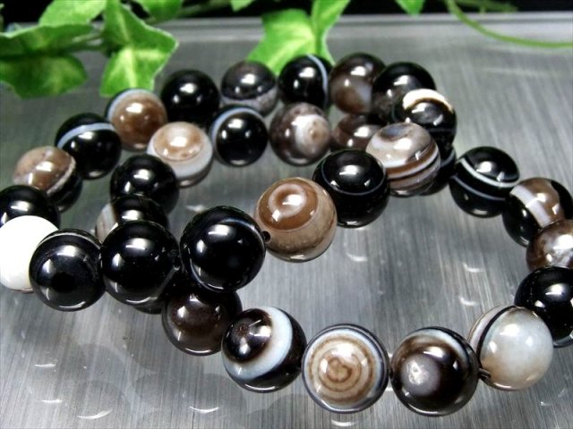 神秘の天眼模様 天眼メノウ アイアゲート ブレスレット 約10mm-10.5mm