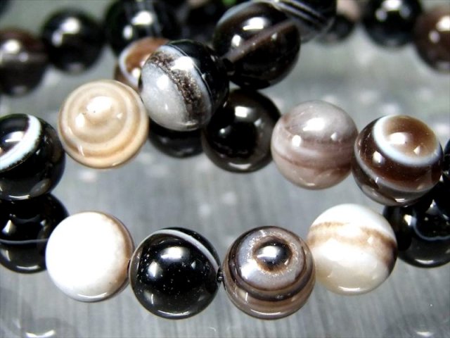 神秘の天眼模様 天眼メノウ アイアゲート ブレスレット 約8mm-8.5mm×23