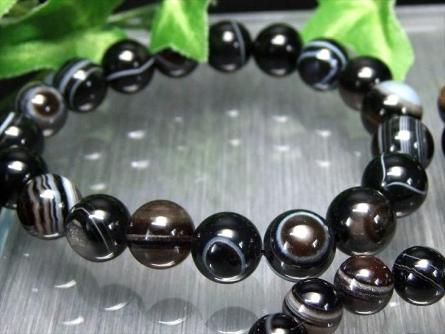 神秘の天眼模様 天眼メノウ アイアゲート ブレスレット 約8mm-8.5mm×23