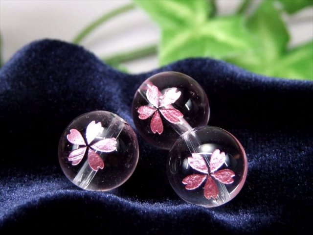 10ミリ-10.5ミリ珠 手彫り チェリーブロッサム 天然水晶 チェリーブロッサム彫り 桜彫り 10mm-10.5mm珠 ピンク 天然石ビーズ 全3サイズ 天然石 粒売り tu-s