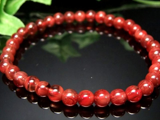 5A レッドアンデシン ブレスレット 約5.5mm-6mm×36珠 中性長石 本当の