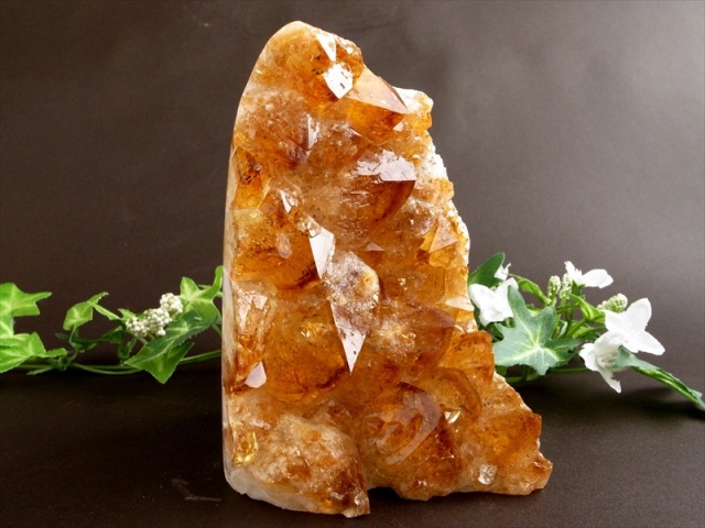 特濃ブランデーカラー シトリン クラスター 原石 スタンド型 高さ 117mm 重さ 1062g 商売繁盛のお守りに 空間の浄化など 11月の誕生石 一点物 黄水晶