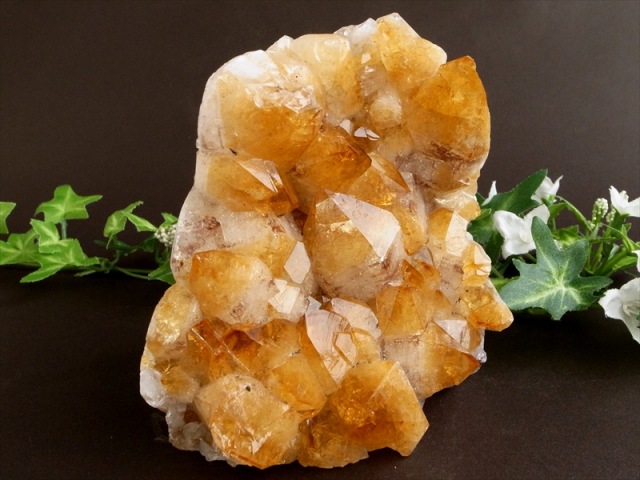 特濃ブランデーカラー シトリン クラスター 原石 スタンド型 高さ 107mm 重さ 954g 商売繁盛のお守りに 空間の浄化など 11月の誕生石 一点物 黄水晶