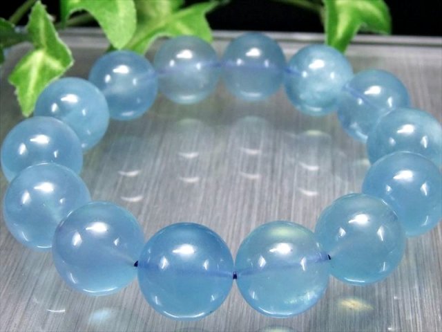 透明タイプ AA+ 大珠 アクアマリン ブレスレット 15.5mm-16mm×14珠 3月誕生石 透き通ったアクアブルーカラー 藍柱石 月の女神 ディアナ の石 一点物