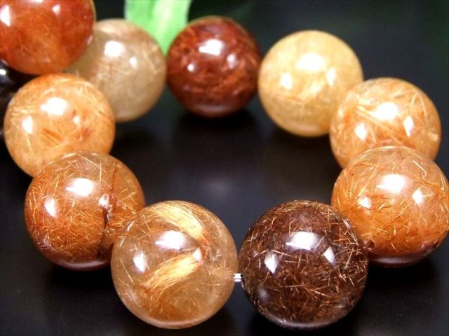 極彩ルチル 5色の福禄寿ルチル 4A MIXルチルクォーツ ブレスレット 約14mm-14.5mm×15珠 運気MAXルチル 幸福・富貴・長寿 三大欲求を叶える石 一点もの