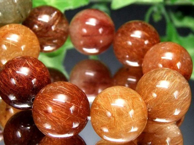 極彩ルチル 5色の福禄寿ルチル 4A MIXルチルクォーツ ブレスレット 約15mm-15.5mm×14珠 運気MAXルチル 幸福・富貴・長寿 三大欲求を叶える石 一点もの