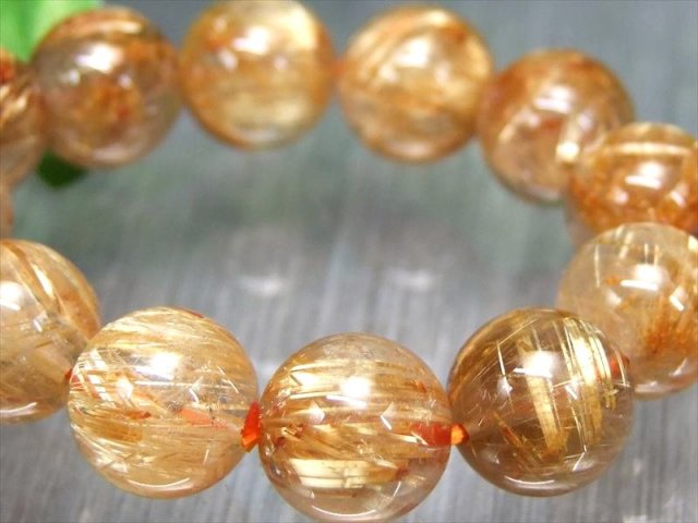 タイチン針 4A+ ゴールドタイチンルチルクォーツ ブレスレット 10.5mm-11mm×19珠 金運の代表石 明るめ煌めきキラキラ針 一点もの ブラジル産 パワーストーン