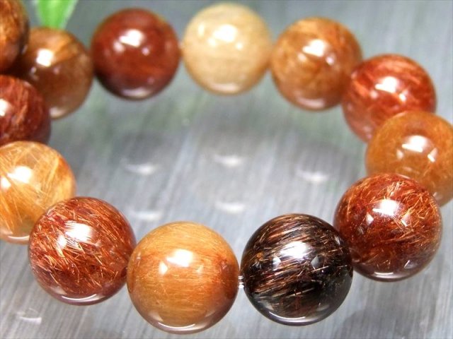 極彩ルチル 5色の福禄寿ルチル 4A MIXルチルクォーツ ブレスレット 約11mm-11.5mm×18珠 運気MAXルチル 幸福・富貴・長寿 三大欲求を叶える石 一点もの