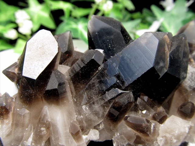 待望の再入荷 アーカンソー州産 モリオン結晶クラスター 最大幅約102mm 重さ120g 最強の魔除け・邪気払いの石 1点物 艶々極上 黒水晶 アーカンソー州産