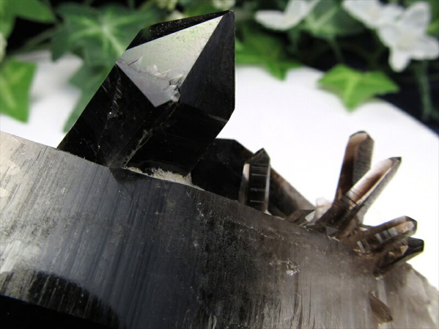 待望の再入荷 アーカンソー州産 モリオン結晶クラスター 最大幅約104mm 重さ158g 最強の魔除け・邪気払いの石 1点物 艶々極上 黒水晶 アーカンソー州産