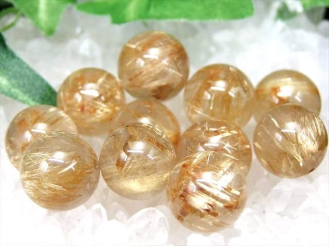 最高級の煌めき4A+ 1粒売り タイチン多め ゴールドルチルクォーツ 12mm-12.5mm バラ珠売り 極上タイチン入り ビーズ ルチル際立つ透明感 極上クリア天然石