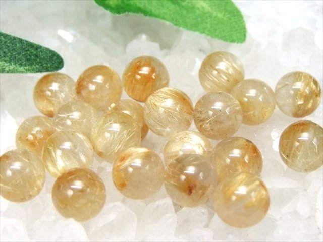 限定25珠 4A+ 1粒売り タイチン針多め ゴールドルチルクォーツ 7.5mm-8mm バラ珠売り 束針多めタイプ 極上ギラギラ針 ブラジル産 tu- パワーストーン 天然石