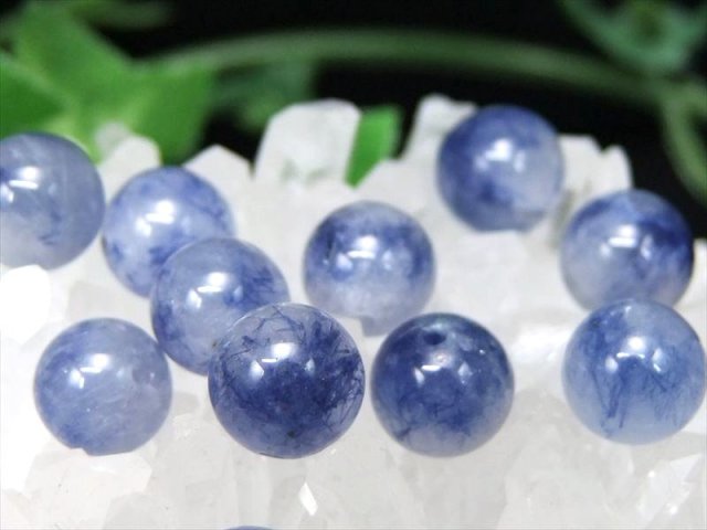 限定24粒 1粒売り 結晶くっきりタイプ 4A デュモルチェライト イン クォーツ 7.5mm-8mm ロイヤルブルーガーデン クォーツ ブラジル バイーア州産