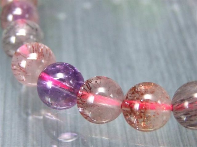 店頭展示中 針状鉱物 4A+ スーパーセブン ブレスレット 7.5mm-8mm×25珠
