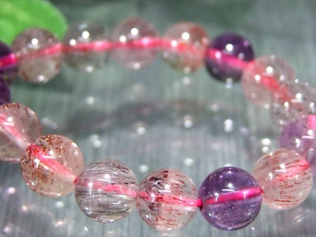 針状鉱物 4A+ スーパーセブン ブレスレット 7.5mm-8mm×25珠 7種類の石の要素が共鳴する パワーストーン 天然石 一点もの ブラジル産 パワーストーン 天然石