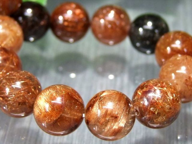 極彩ルチル タイガー針有り 4A MIXルチルクォーツ ブレスレット 約10.5mm-11mm×19珠 運気MAXルチル 幸福・富貴・長寿 三大欲求を叶える石 一点もの