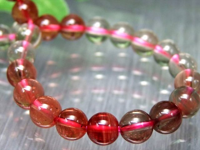 5A グラデーション キャンディーカラー アンデシン ブレスレット 6mm-7mm×28珠 キャンディレッド 中性長石 本当の自分に近づく変化を促す石 チベット産