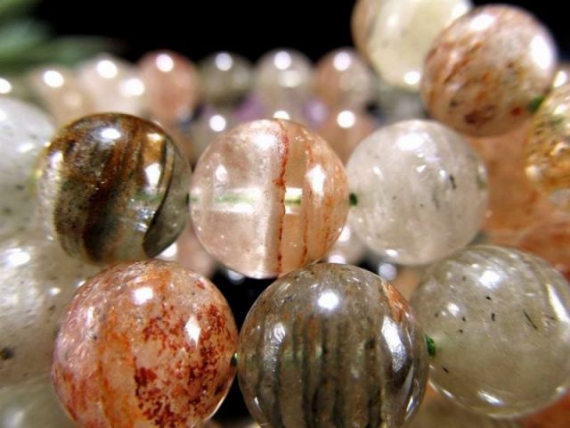 淡色MIXタイプ AA 千層ガーデンファントムクォーツ ブレスレット 12.5mm-13mm×17珠前後 大人気千層ガーデン 心の癒し・健康運・財運のお守りに ブラジル産