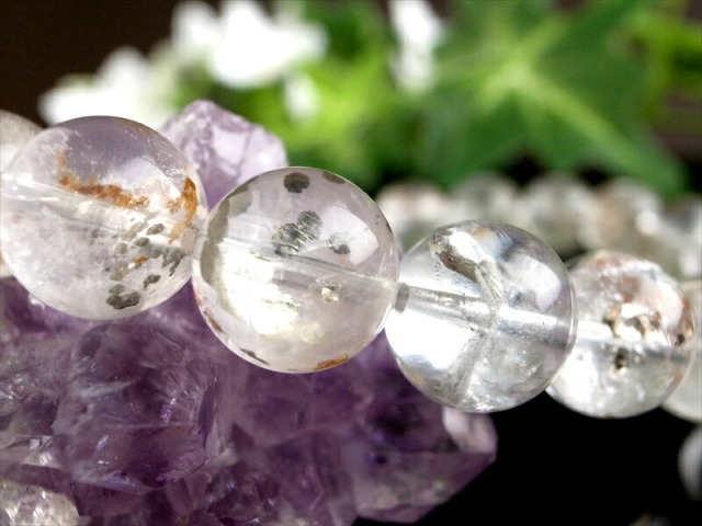 4A マーカサイトインクォーツ 白鉄鉱入り水晶 ブレスレット 9mm-9.5mm×21珠 未来を切り開いていけるサポートストーン 水晶内で生き続ける輝き