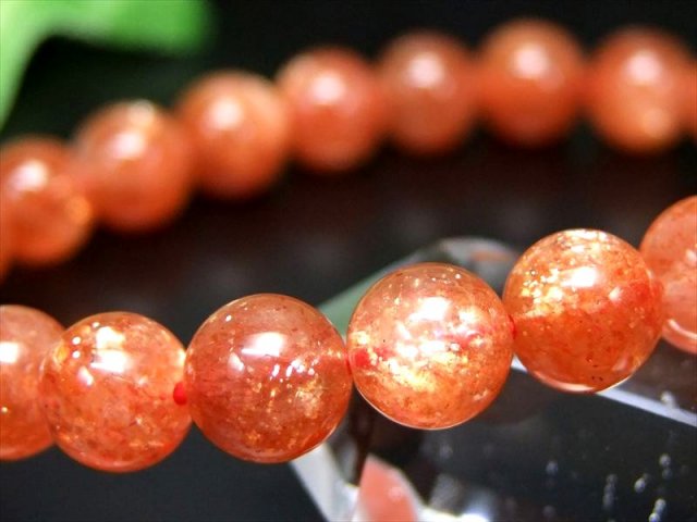 明るいオレンジ 4A+ サンストーン ブレスレット 7mm-8mm×24珠 太陽神の象徴 たっぷりインクルージョン 1点物 超透明 インド産 パワーストーン 天然石