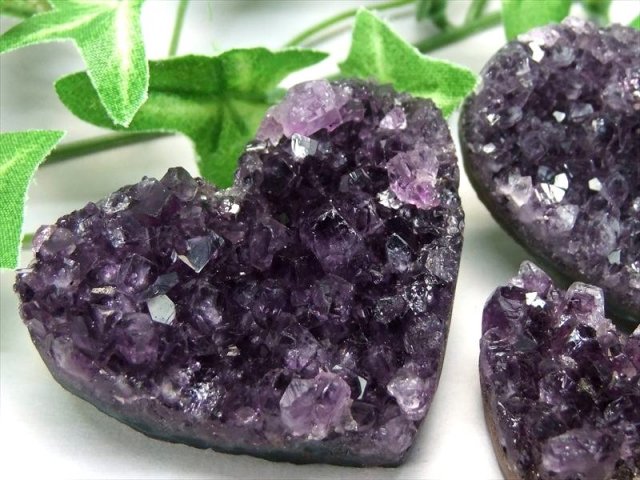 5A アメジスト ハート型クラスター 1個売り 重さ約20g-40g 極上美麗パープル&美結晶 愛の守護石 紫水晶 ウルグアイ産 パワーストーン 天然石