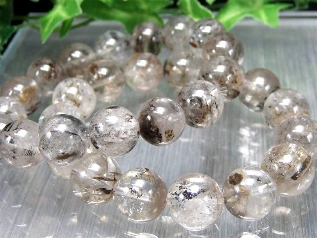 決算価格 A+ エレスチャルクォーツ ブレスレット 約13.5mm-14mm×15珠