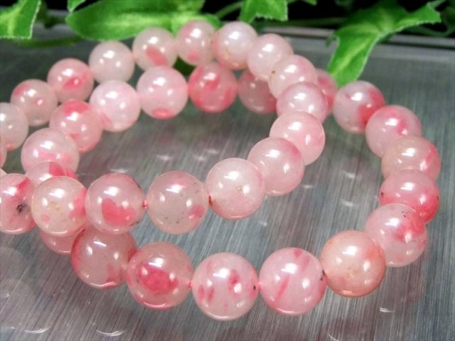 決算価格A+ ロードナイトシリカ 薔薇輝石 ブレスレット 12mm-12.5mm×17