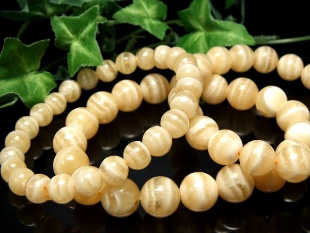 イエローレースカルサイト ブレスレット 8.5mm-9mm×22珠前後