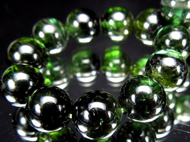 グリーン トルマリン ブレスレット 8mm-8.5mm×23珠 電気石 10月誕生石 心身を安定させる石 極上一点物 ブラジル産 パワーストーン 天然石